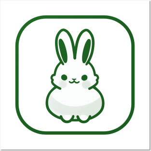 Green Bunny Cute Minimalist Aesthetic Design Posters and Art